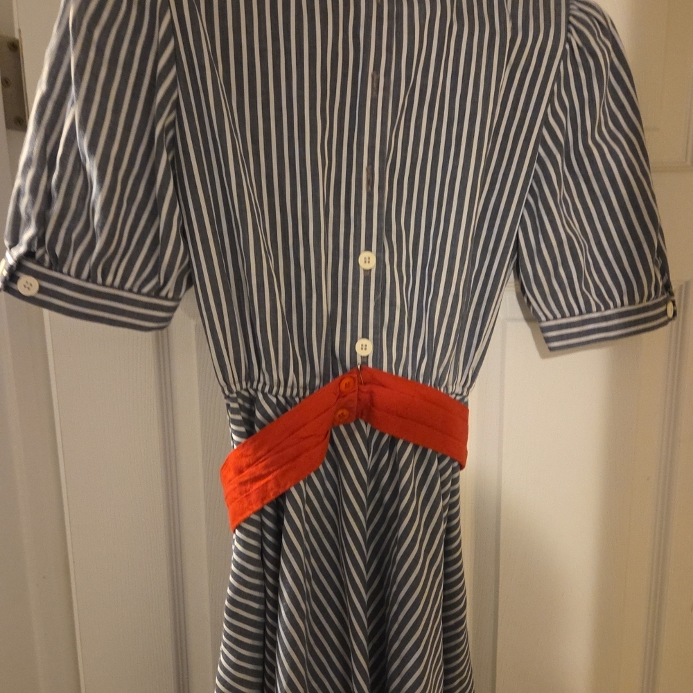 Chic Striped Women's Dress‎ with Red Accent - Picture 4 of 5